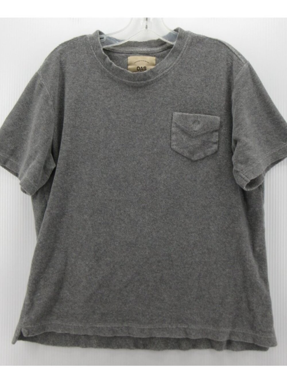 OAS Shirt Medium Soft Terry Cloth Pullover Pocket Crewneck Resortwear